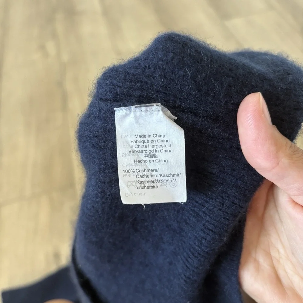 Madewell Cashmere Pullover Sweater Medium Blue Solid Long Sleeve Knit Top SHRUNK